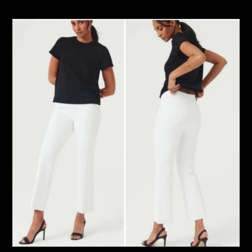 SPANX Black Top and White Pants Set